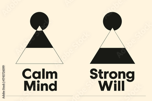 Bauhaus Wisdom Banners. Wisdom. Two vertical A6 banners with safe margins, centered composition, no elements touching edges, bauhaus style, black and cream,