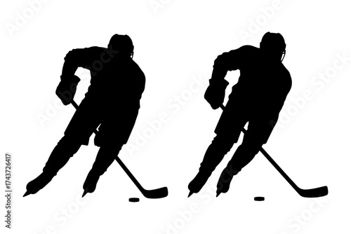 Dynamic silhouette of ice hockey player in action