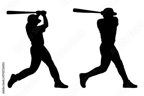 silhouette of baseball player in action, swinging the bat