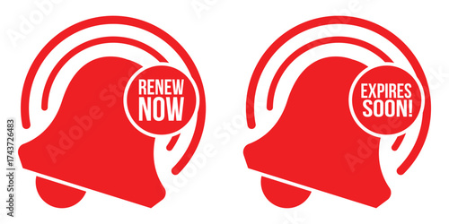 Renew Now and Expires Soon Badge Sticker Vector – Time-Sensitive Alert Label Design. Expiration Reminder & Subscription Alert