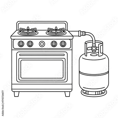 A stove and gas cylinder illustration vector style coloring book
