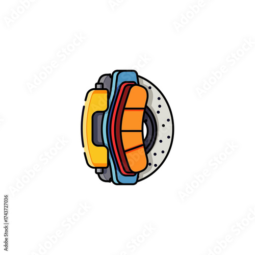 Brake Pad icon flat vector design.