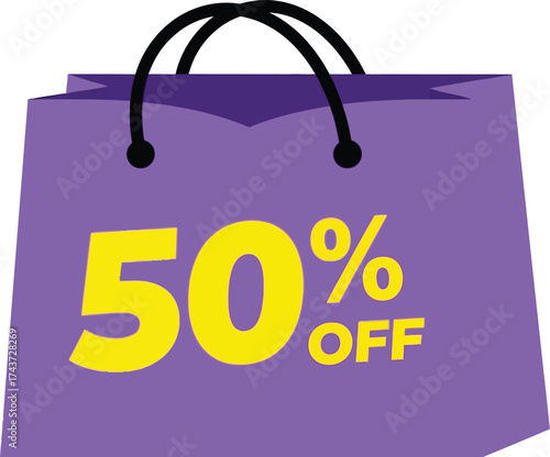 Fifty percent off sale promotion shopping bag discount offer editable
