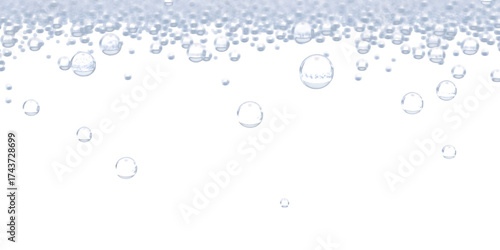 Close up of champagne bubbles rising against a Transparent background