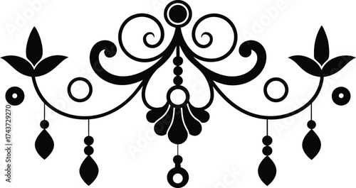 Symmetrical Flourish Resembling Chandelier Vector Silhouette