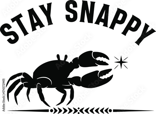 "Stay Snappy – Snapping Crab Silhouette Design Celebrating Humor, Attitude & Coastal Vibes"
