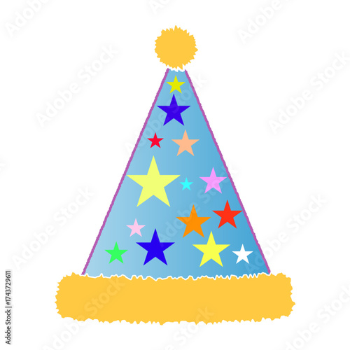 party hat and confetti