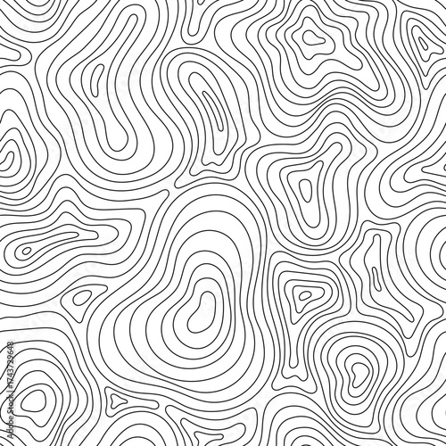 Topographic line pattern, map landscape background above view. Vector abstract line illustration