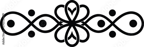 Ornate Divider with Interwoven Curl Shapes Vector Silhouette