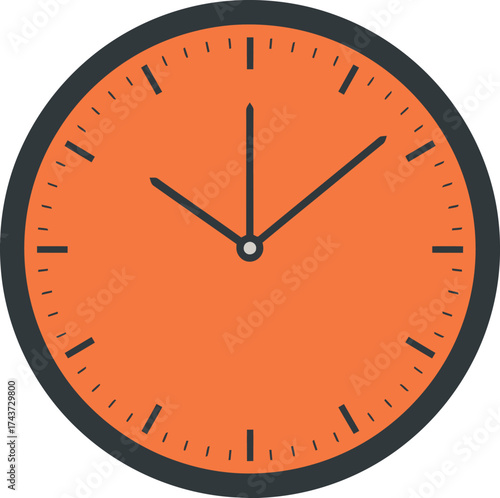 Orange Wall Clock - Modern Minimalist Design