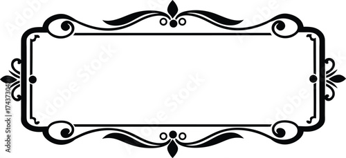 Victorian Rectangular Frame with Emerald Green Border Vector Silhouette
