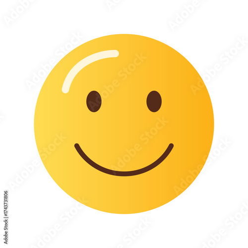 A simple yellow smiley face emoji with dark brown eyes and a curved smiling mouth