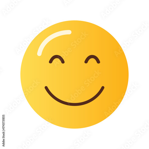 A bright yellow smiley face with closed eyes and a wide smile conveying happiness and joy