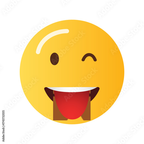 Playful yellow emoji face winking with tongue sticking out conveying silliness and fun