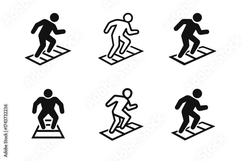 Athletic Logo Variations. High-performance training for athletes. Set Logo of agility ladder: athlete practicing drills on training ladder. harmonious logo