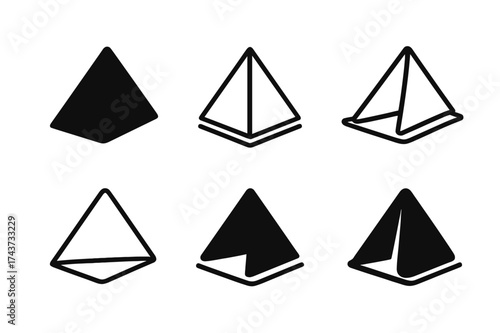 Napkin Logo Designs. Folding napkins. Set Logo of Folding napkins: napkin in pyramid fold. harmonious logo variations of the same emblematic concept, each with