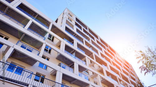 New modern block of flat, condo architecture. Residential apartment flat  Luxury house complex. City real estate property, 