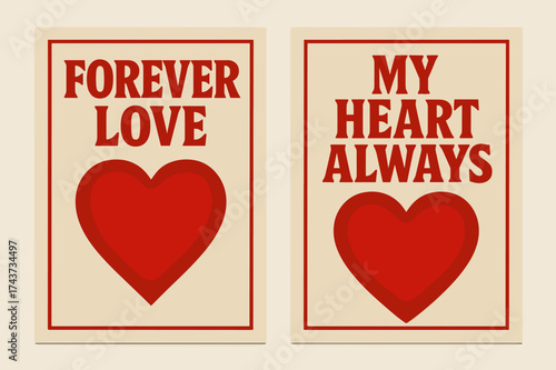 Heartfelt Commitment Banners. Commitment. Two vertical A6 banners with safe margins, centered composition, no elements touching edges, bold style, red and