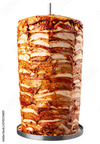 Uncut chicken shawarma kebab isolated object