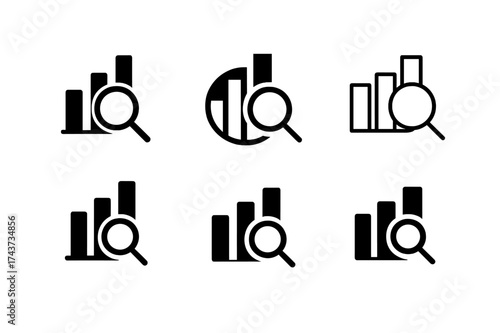 Six Social Change Logos. Innovative achievements in social change. Set Logo of Innovative achievements in social change: Impact measurement dashboard (chart +
