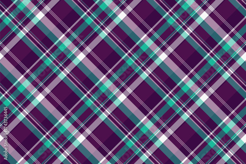 Schilderij op canvas Stylish plaid pattern in purple, teal,  white