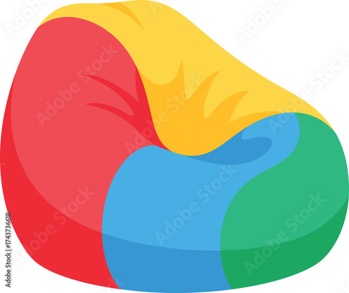 Colorful Bean Bag Chair Vector Illustration