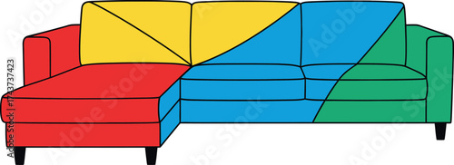 Modern Sectional Sofa with Geometric Color Blocks