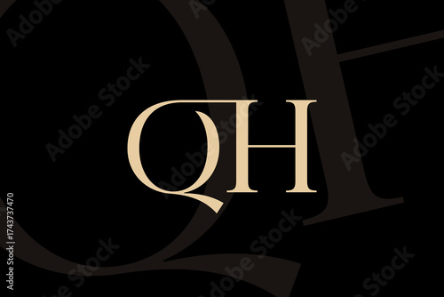 QH or HQ letter logo icon design. Classic style luxury initials monogram.
