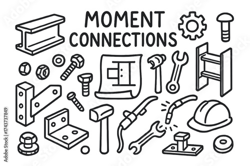 Moment Connections Doodle. Moment Connections. Hand-drawn doodle illustration of Moment Connections. Steel