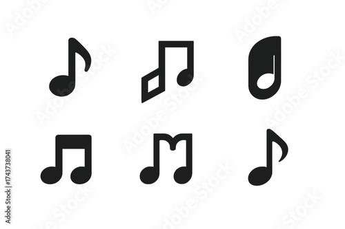 Indie Music Logos. Indie Music. Set Logo of Indie Music: music note. harmonious logo variations of the same emblematic concept, each with different artistic