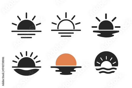 Final Breath Logos. Final breath. Set Logo of Final breath: setting sun on horizon. harmonious logo variations of the same emblematic concept, each with