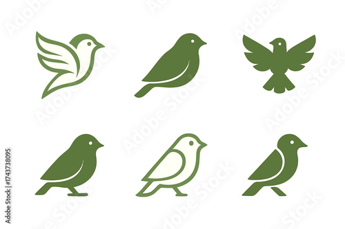 Nature-Inspired Logo Variations. Graphic Design Trends Nature-Inspired Design. Set Logo of Nature-Inspired Design: bird. harmonious logo variations of the same