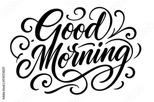 Elegant Morning Calligraphy. ?Good Morning?. Elegant modern calligraphy lettering with bold and saturated