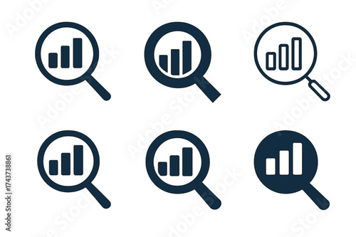 Six Social Change Logos. Innovative achievements in social change. Set Logo of Innovative achievements in social change: Impact measurement dashboard (chart +