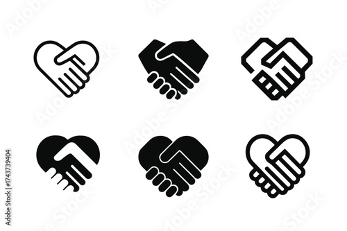 Unified Hands Logo Variations. Strengthening relationships through shared experiences. Set Logo of joined hands: two hands overlapping in unity. harmonious