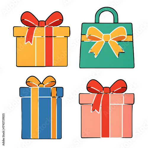 ギフトボックスのイラスト｜Gift Boxes Illustration