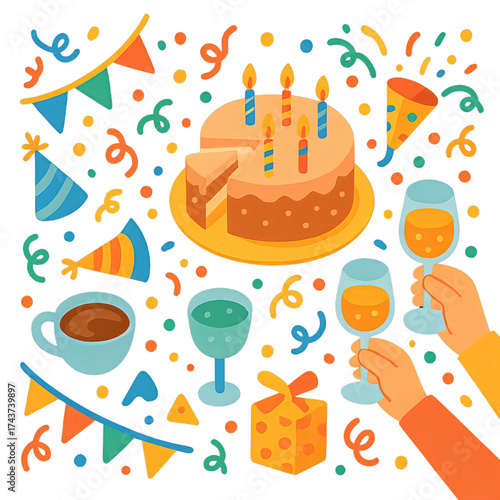 誕生日パーティーのシーンイラスト｜Birthday Party Scene Illustration