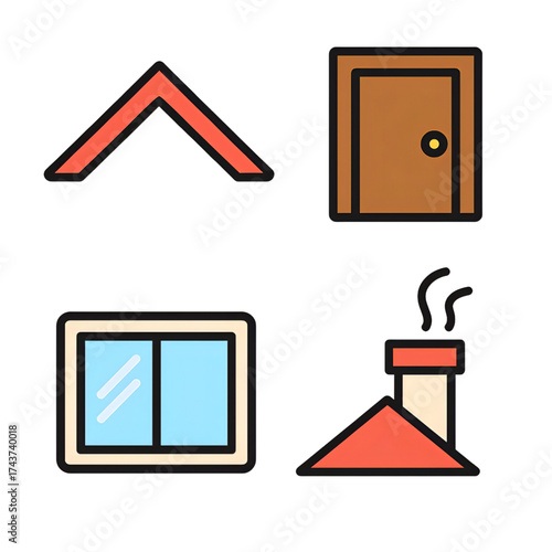 家のパーツアイコンセット｜House Parts Icon Set