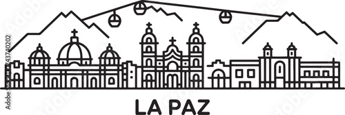La Paz Skyline Outline Vector Cityscape Architecture Landmark Silhouette