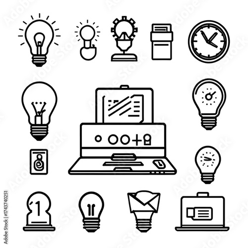 イノベーションとビジネスのアイコンセット｜Innovation and Business Icon Set