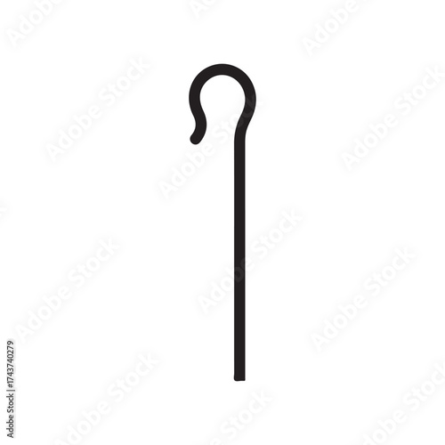 Shepherd crook stick silhouette vector flat illustration design on white background