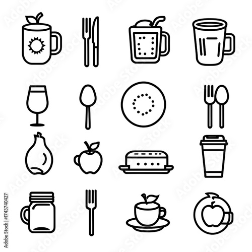 食べ物と飲み物アイコンセット｜Food and Drink Icon Set