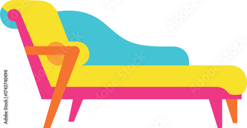 Colorful Modern Chaise Lounge Illustration