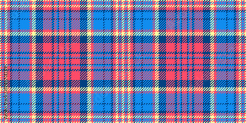 Vibrant summer plaid pattern in blues, pinks, and yellows. Perfect for textile designs, fashion, websites, and more.  This cheerful, repeating texture offers a fresh, modern take on classic plaid.