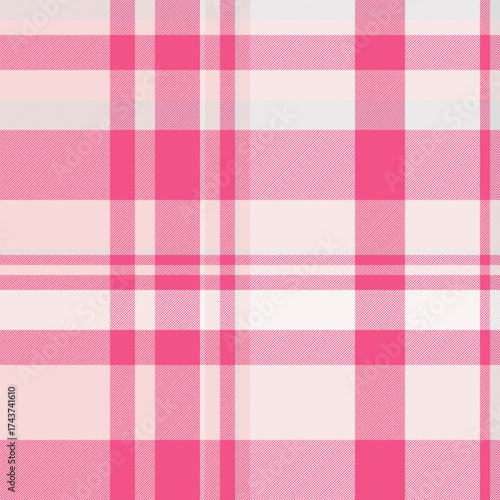Patterned tartan check vector, swatch pattern seamless background. Irish textile texture fabric plaid in red and light colors.