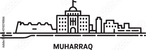 Muharraq Skyline Outline Landmark Building Cityscape Architecture Style