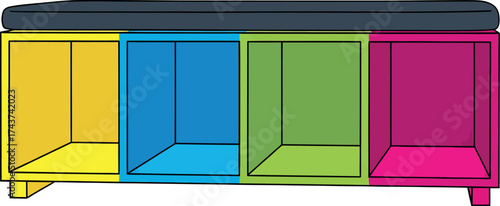 Colorful Storage Bench with Cushioned Seat