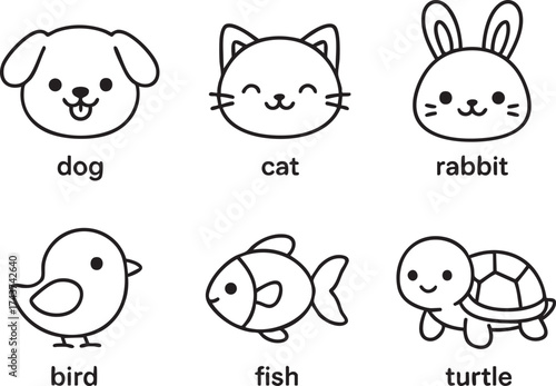 Set of cute animals isolated on white background
