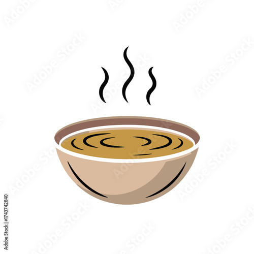 Aromatic Bowl Steam Rising from a Warm Bowl of Golden Broth, a comforting and inviting meal for any occasion
