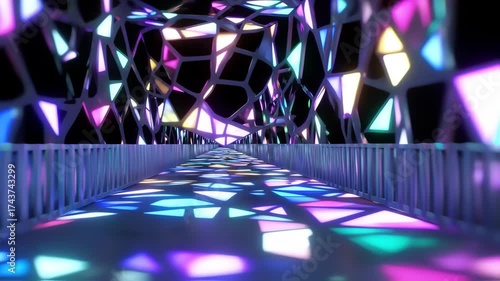 Neon tunnel with geometric design